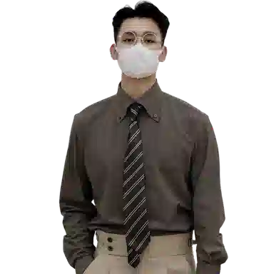 沐诚阳译 纯色合身复古百搭舒适简约设计感翻领长袖衬衫 男款