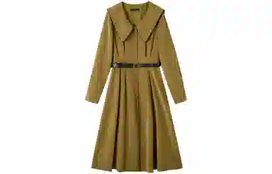 【dme】 纯色翻领单排多扣长袖连衣裙 女款