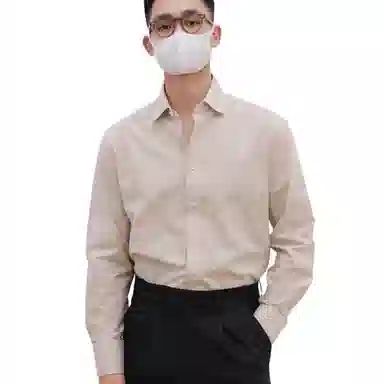 沐诚阳译 何青菜棉麻洗水面料马蹄袖口贝壳扣舒适长袖男衬衫  男款