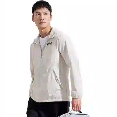 探路者 纯色连帽拉链透气舒适 超轻透气防水防紫外线防晒服 男款 高级灰