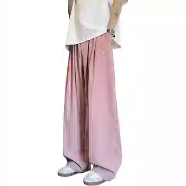 顶峰保罗 冰丝薄款纯色直筒阔腿长裤凉感透气速干宽松小众百搭运动潮牌慵懒风舒适休闲裤 男女同款