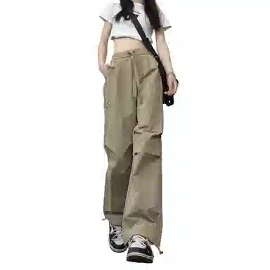 欧迪芬 褶皱伞兵工装裤薄款美式速干裤直筒休闲裤 女款