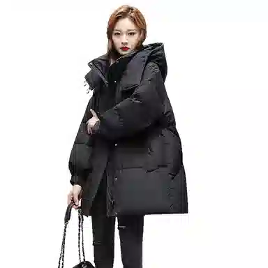 鸭鸭 阔版中长款韩版时尚保暖纯色宽松羽绒服 女款