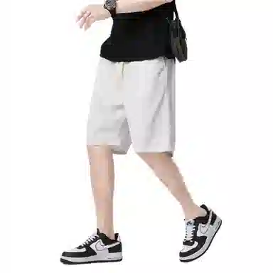 快鱼 薄款时尚宽松透气系绳五分休闲短裤 男女同款