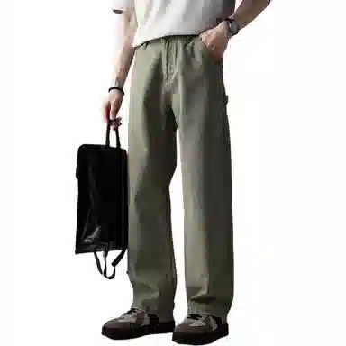 贵色 简约复古水洗石磨纯棉薄款潮牌休闲透气抗皱百搭款高端轻磅痞帅阔腿长裤牛仔裤 男女同款