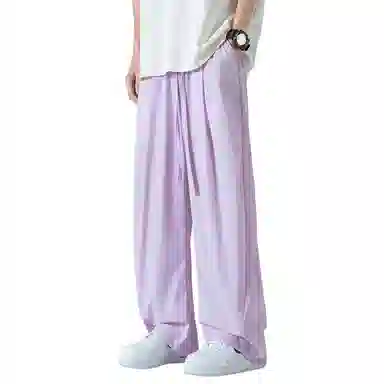 顶峰保罗 褶皱冰丝裤子百搭潮流薄款凉感亲肤透气时尚无性别主义潮牌阔腿裤垂坠感弯刀休闲裤 男女同款