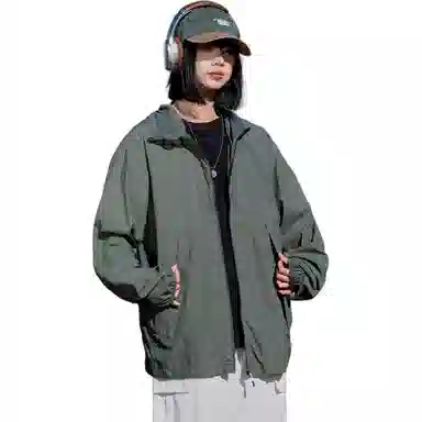 黑恐龙 夏季潮牌个性简约连帽皮肤衣休闲百搭宽松透气柔软轻薄亲肤户外出行运动防晒服 男女同款