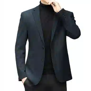 富铤 色织磨毛质感便西条纹美式复古基础百搭弹力易打理商务单西西装 男款 深蓝绿