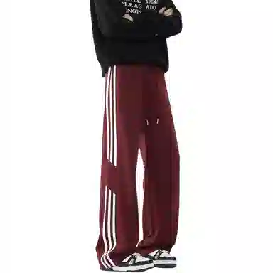 顶峰保罗 美式高街侧边条纹百搭直筒长裤复古潮流宽松舒适小众百搭痞帅设计感大码阔腿休闲裤 男女同款