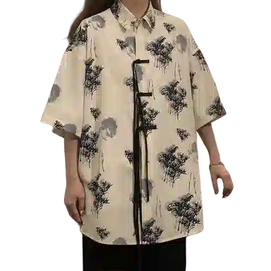 识恩 复古宽松百搭短袖衬衫 女款