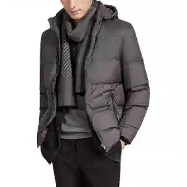 梦特娇 可脱卸帽纯色休闲羽绒服 男款