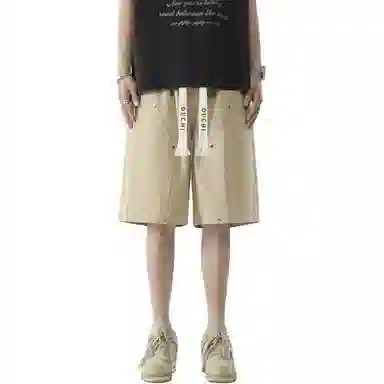 独驰 春季简约亲肤垂感柔顺铆钉设计工装休闲短裤 男女同款