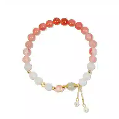 【925真银｜好运莲莲】 奥斯坦汀 渐变莲花新中式国潮风转运珠高级感简约时尚手环饰品 玛瑙 手串 女款