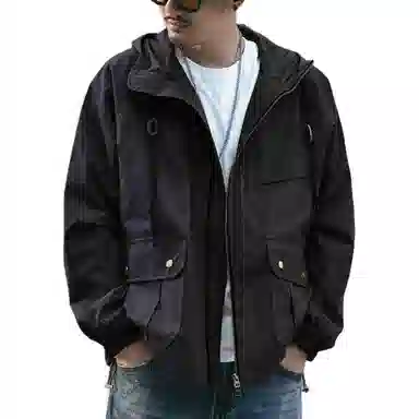 格蓝鹿  美式机能工装纯色宽松  抗菌冲锋衣 男款