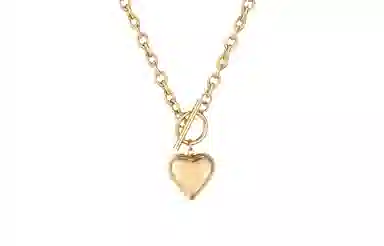 若觅  酷酷桃心 粗链 银镀金 项链 女款