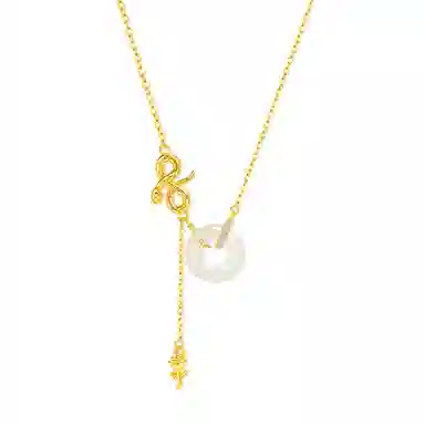 印象眸 平安扣 新中式小众设计精致气质福气满满多财多福诸事顺利如意平安环甜甜圈 礼盒包装#好运 玉髓 玉石项链 女款