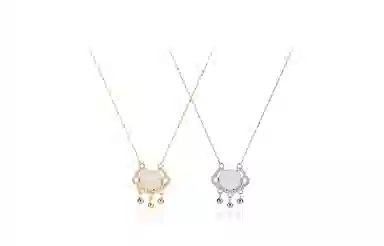 尚银福 祥云平安锁 国潮新中式复古时尚优雅气质轻奢高级感 民族风长命锁小众创意设计灵动流苏 锁骨链 合金 项链 女款