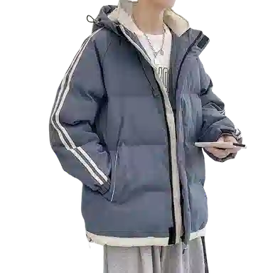 北极绒 白鸭绒连帽羽绒潮牌百搭保暖加厚大码面包服棉服 男款