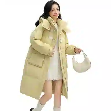 鸭鸭 纯色休闲连帽保暖长袖羽绒服 女款