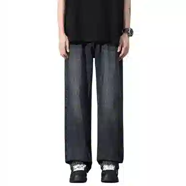 【dme】 美式潮流宽松休闲直筒中腰百搭阔腿牛仔裤 男女同款