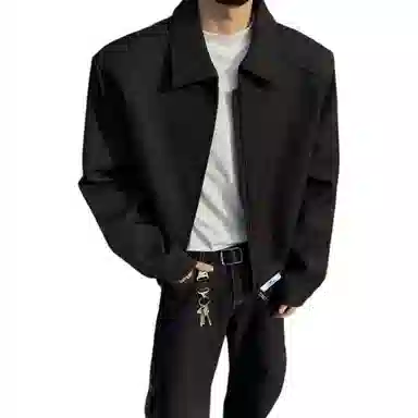 布客行 韩系复古垫肩短款翻领西装 日常通勤百搭氛围感夹克外套 男女同款