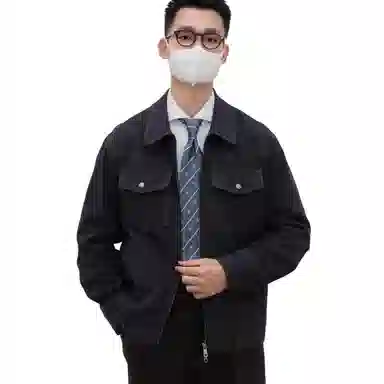沐诚阳译 何青菜春秋款全棉翻领口袋牛仔休闲通勤男士外套夹克 男款