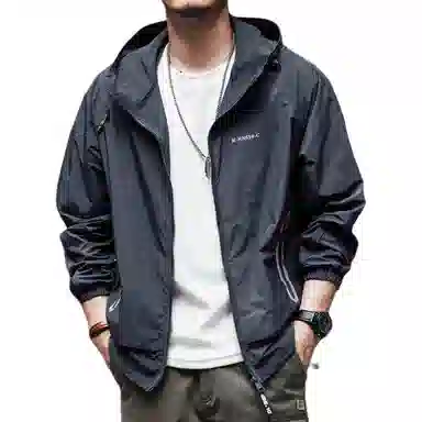 格蓝鹿 纯色美式休闲连帽防晒服 男款