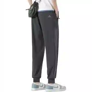 顶峰保罗 冰丝薄款速干弹力束脚九分裤潮牌百搭时尚潮流复古简约运动休闲裤 男女同款