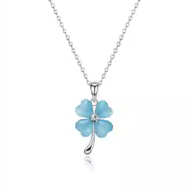 【幸运女神 I 请你发财！】 克兰茜 四叶草系列 浪漫精致甜美锁骨链 简约气质优雅心动日常百搭可调节手饰 玻璃猫眼 项链 女款