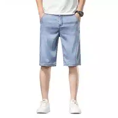 【dme】 直筒百搭时尚纯色宽松中腰休闲七分牛仔短裤 男女同款