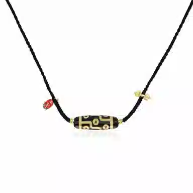 玉临门 国潮民族风平安牌九眼天珠 玛瑙 项链 男女同款情侣款 礼盒 适我愿兮