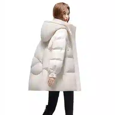 鸭鸭 阔版中长款韩版时尚保暖纯色宽松羽绒服 女款