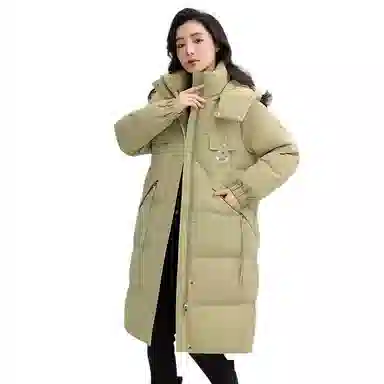 鸭鸭 纯色简约百搭加厚中长款羽绒服 女款