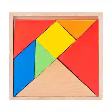 图米鱼 榉木木质七巧板智力拼图学生用教具木制现代 早教益智玩具