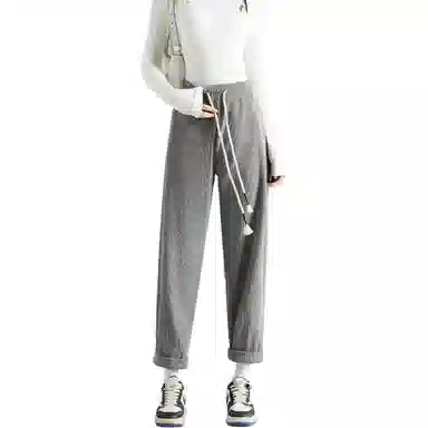 法文箱子 宽松哈伦裤春季纯色中腰长裤休闲裤 女款