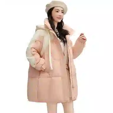 鸭鸭 中长款连帽宽松羽绒服 女款