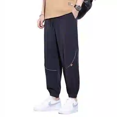 顶峰保罗 无性别主义冰丝裤子薄款亲肤透气凉感宽松束脚大码速干垂感运动时尚百搭潮流九分休闲裤 男女同款