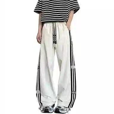 颂希尔 潮牌纯色美式高街宽松阔腿休闲裤 男女同款