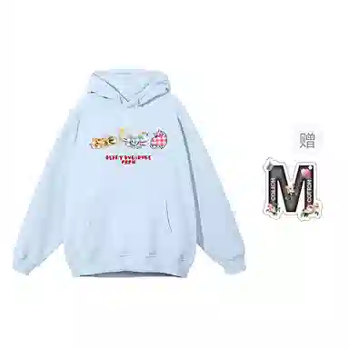 棉购 韩系甜美学院风基础可爱印花加绒加厚连帽宽松休闲长袖卫衣 男女同款