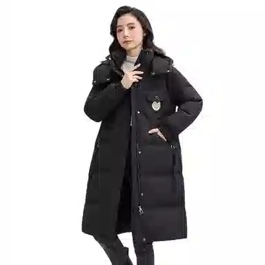 鸭鸭 纯色简约百搭加厚中长款羽绒服 女款
