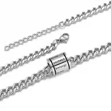 嘻哈时尚圆柱字母古巴链 简约优雅通勤百搭轻奢高级小众设计配饰 优质钛钢材质 时尚项链 女款