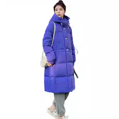 鸭鸭 中长款连帽纯色保暖羽绒服 女款 鹅黄色