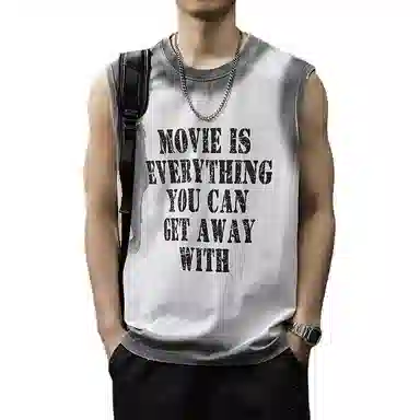 前进牛 休闲高街潮牌做旧背心 男女同款