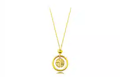 牧言 国风复古新中式 小众设计高级感 镂空光面圆环福字圆珠 双面福喜 钛钢 项链 女款