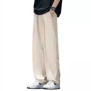 顶峰保罗 无性别主义冰丝凉感亲肤透气宽松直筒西裤美式潮流垂感长裤时尚百搭阔腿高级感休闲裤 男女同款