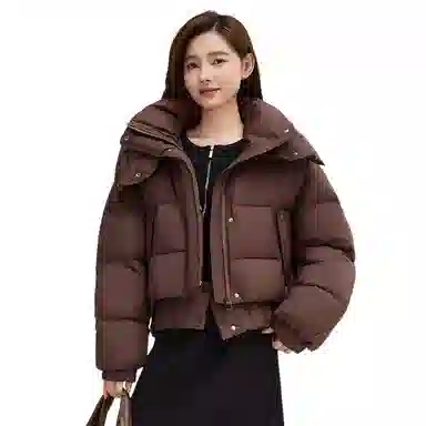 鸭鸭 休闲连帽短款舒适纯色羽绒服 女款