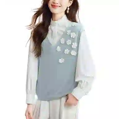 曲韩 无袖背心女小个子常规爆款针织衫 女款