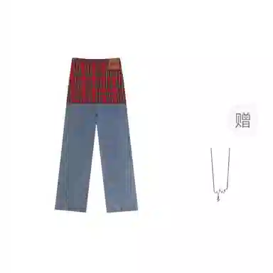 识恩 假两件宽松设计感垂感拖地牛仔裤 女款