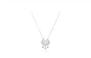 百利金 平安锁 轻奢时尚甜美大方精致简约高级感 国潮新中式复古民族风祥云如意叠戴锁骨链 琉璃 玉石项链 女款