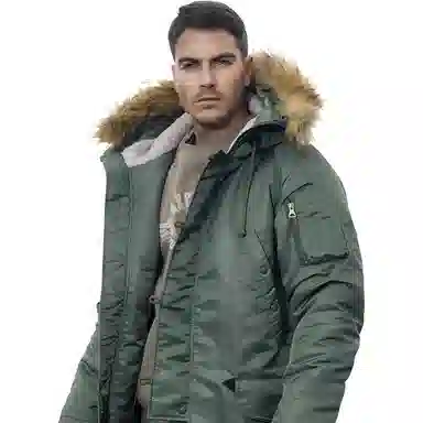 AKCLUB Vintage Quilted Hooded Coat Military Gray